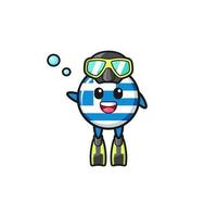 the greece diver cartoon character vector