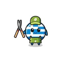 cute greece as gardener mascot vector