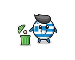 illustration of the greece throwing garbage in the trash can vector