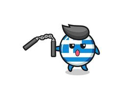 caricatura de grecia usando nunchaku vector