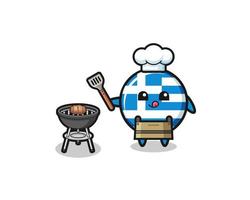 Chef de barbacoa de Grecia con parrilla vector