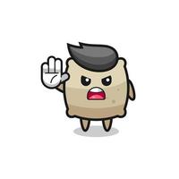 sack character doing stop gesture vector