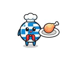 greece fried chicken chef cartoon character vector