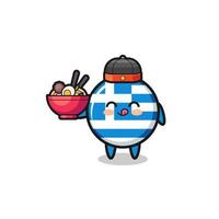 greece as Chinese chef mascot holding a noodle bowl vector