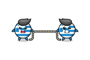 cute greece character is playing tug of war game vector