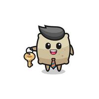 cute sack as a real estate agent mascot vector