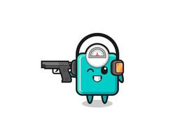 illustration of weight scale cartoon doing shooting range vector