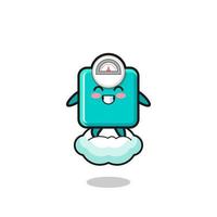 cute weight scale illustration riding a floating cloud vector