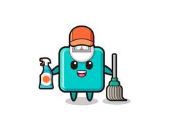 lindo personaje de báscula como mascota de los servicios de limpieza vector