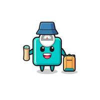 weight scale mascot character as hiker vector