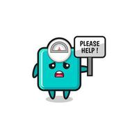 cute weight scale hold the please help banner vector