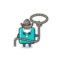 the weight scale cowboy with lasso rope vector