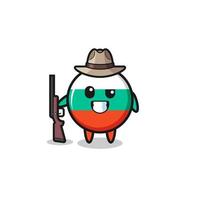 bulgaria flag hunter mascot holding a gun vector