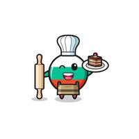 bulgaria flag as pastry chef mascot hold rolling pin vector