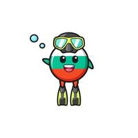 the bulgaria flag diver cartoon character vector