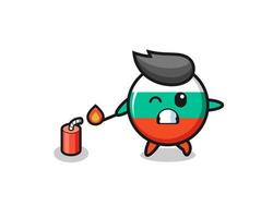 bulgaria flag mascot illustration playing firecracker vector