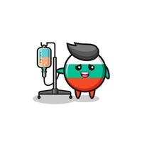 cute bulgaria flag character standing with infusion pole vector