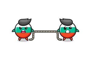 cute bulgaria flag character is playing tug of war game vector