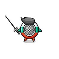 bulgaria flag earth cartoon as fencer mascot vector