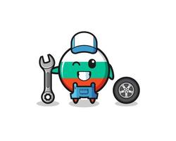 the bulgaria flag character as a mechanic mascot vector