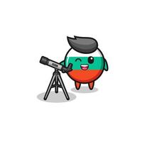 bulgaria flag astronomer mascot with a modern telescope vector