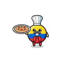 colombia flag character as Italian chef mascot vector