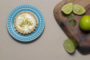 Top view of traditional French lemon tart. photo