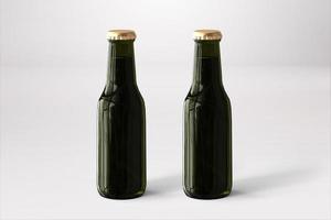 Beer Bottles Mock-Up with Blank Label on white background . oktoberfest concept. photo