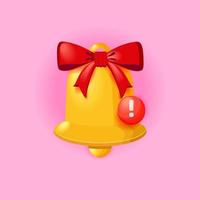 Christmas bell with notification and red ribbon. EPS10 format. Christmas icon bell vector