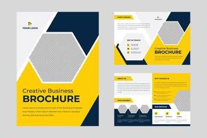 Trendy minimalist Creative bi-fold brochure business proposal and business profile template premium vector design layout with bleed in A4 format.