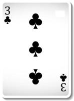 Three of Clubs Playing Card Isolated vector