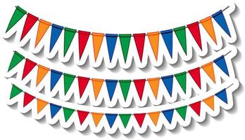 Colourful party flags sticker vector
