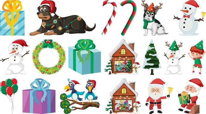 Isolated Christmas Objects And Elements Set