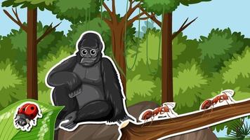 Thumbnail design with gorilla cartoon character vector
