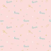 Vector - Abstract seamless pattern of word Love with mini heart, dot on pink background. Can be use for print, paper, wrapping, fabric. Valentine's.