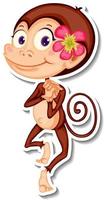 Funny monkey cartoon character sticker vector