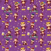 Monkey seamless pattern background vector