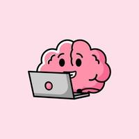 Cute brain mascot vector