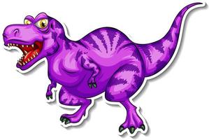 etiqueta engomada del personaje de dibujos animados del dinosaurio tiranosaurio vector