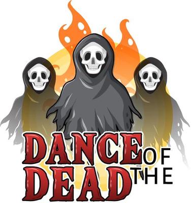 Scary ghost with word dance of the dead for halloween