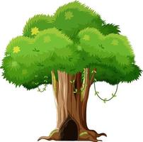 Fantasy tree house inside tree trunk vector