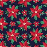 Seamless pattern poinsettia Christmas floral plant.New year 2022 ornament.Decoration botanical design.