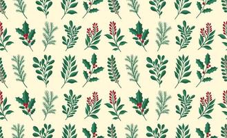 Seamless pattern branch Christmas floral plant.New year 2022 ornament.Decoration botanical design vector