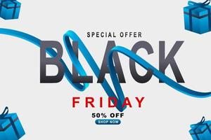 Black friday sale promotion poster or banner with gift box vector