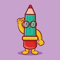 genius pencil mascot isolated cartoon in flat style vector