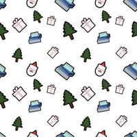 caja de regalo, árbol de navidad, cabeza de santa claus con sombrero de fondo transparente. perfecto para telas de vacaciones de invierno, papel de regalo, álbumes de recortes, proyectos de diseño de tarjetas de felicitación. vector