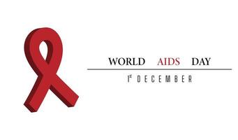 World aids day banner with 3d ribbon object. vector