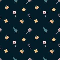 Christmas repeat pattern created with sharp corner Christmas objects, seamless pattern. vector