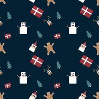 Christmas repeat pattern created with sharp corner Christmas objects, seamless pattern. vector