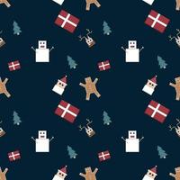 Christmas repeat pattern created with sharp corner Christmas objects, seamless pattern. vector